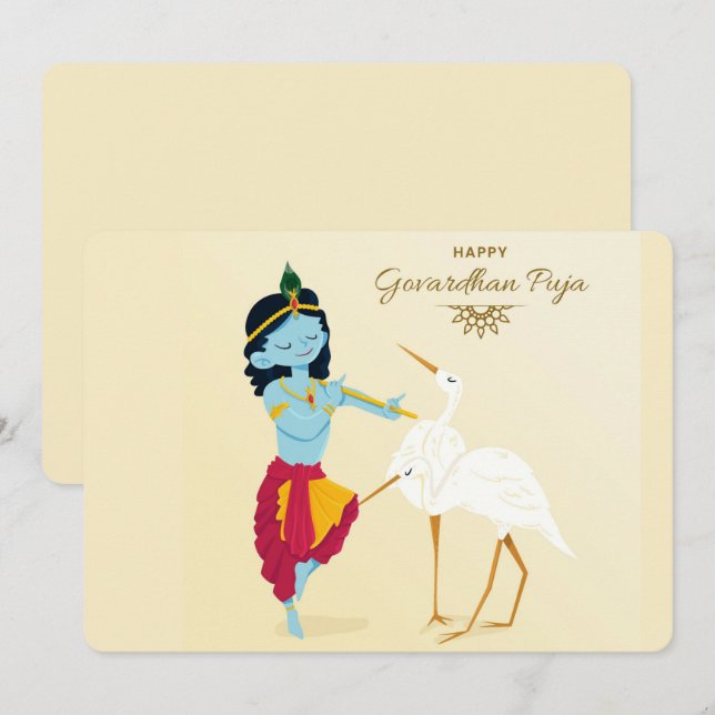 Govardhan Puja Feiertagskarte (Vorne/Hinten)
