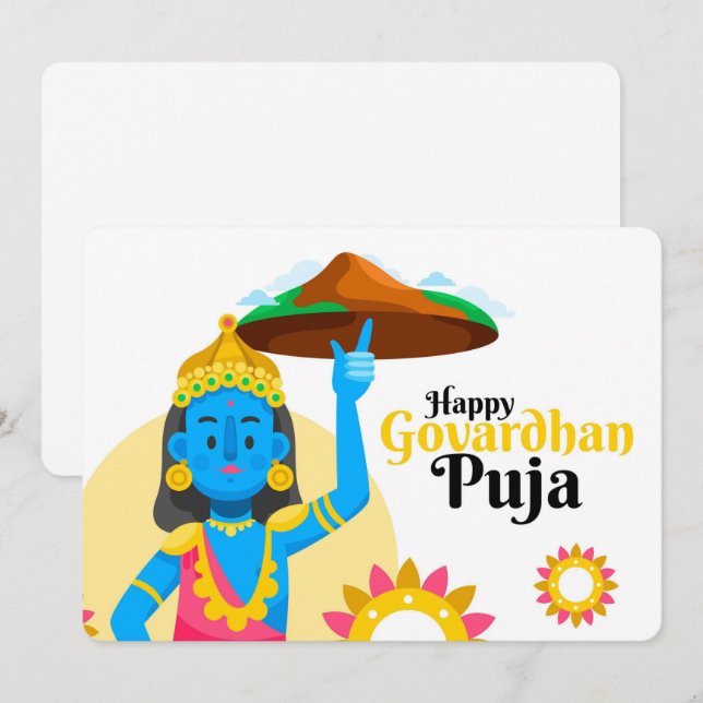 Govardhan Puja Feiertagskarte (Vorne/Hinten)