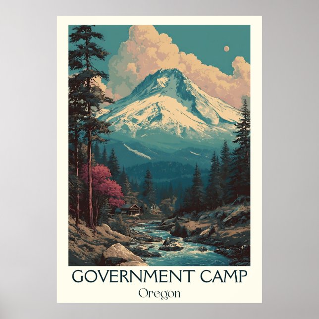 Government Camp ODER Vintager Berg Ski Art Poster (Vorne)