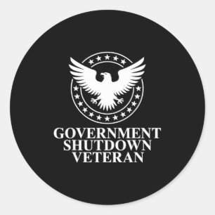 Government Shutdown Veteran Adler Patriotische Lit Runder Aufkleber