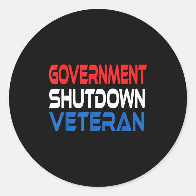Government Shutdown Veteran  Runder Aufkleber (Vorderseite)