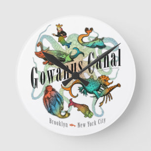 Gowanus Canal of Brooklyn, NY Runde Wanduhr