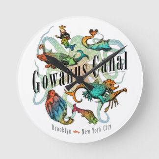 Gowanus Canal of Brooklyn, NY Runde Wanduhr