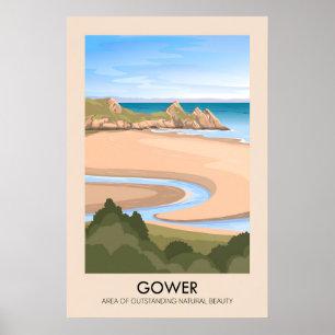 Gower AONB Reiseplakat Poster