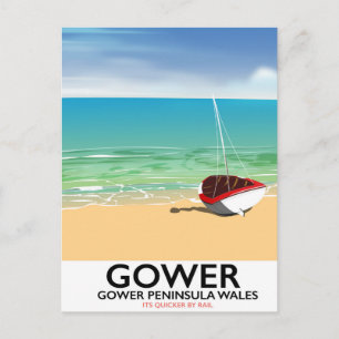 Gower-Halbinsel Wales Strandposter Postkarte