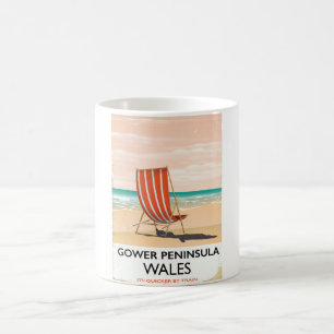 Gower-Halbinsel Wales vintage Reiseposter Kaffeetasse