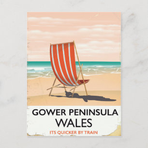 Gower-Halbinsel Wales vintage Reiseposter Postkarte