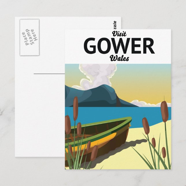 Gower Wales Reiseplakat Postkarte (Vorne/Hinten)