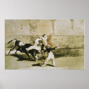 Goya - eine Moor, die von der Bulle gefangen wurde Poster