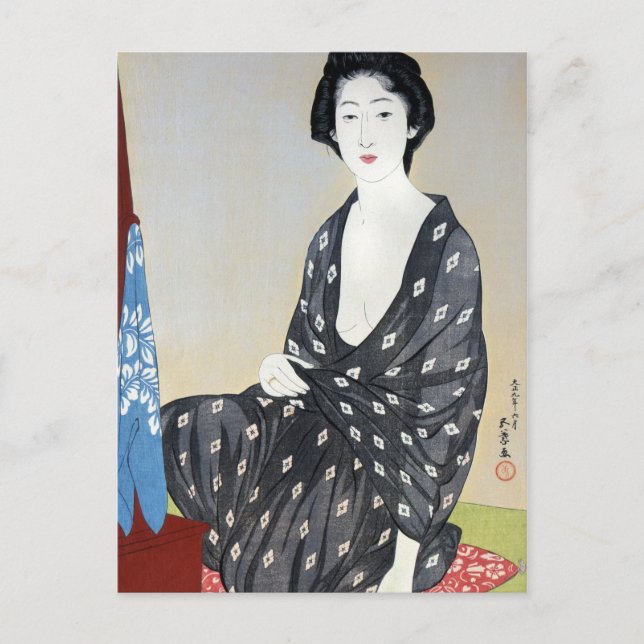 Goyo "Frau in Kimono" Postkarte (Vorderseite)