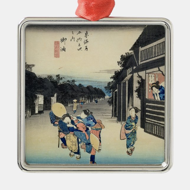 Goyu: Kellnerinnen, die Reisende erbitten Silbernes Ornament (Vorne)
