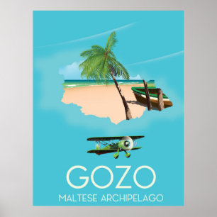 Gozo, affiche maltaise de voyage de carte