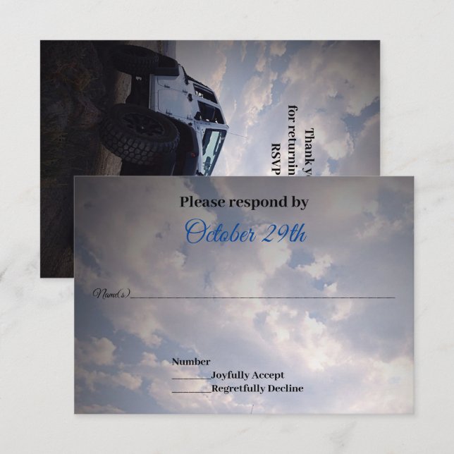 GP Off Road 4X4 Wedding RSVP Einladung (Vorne/Hinten)