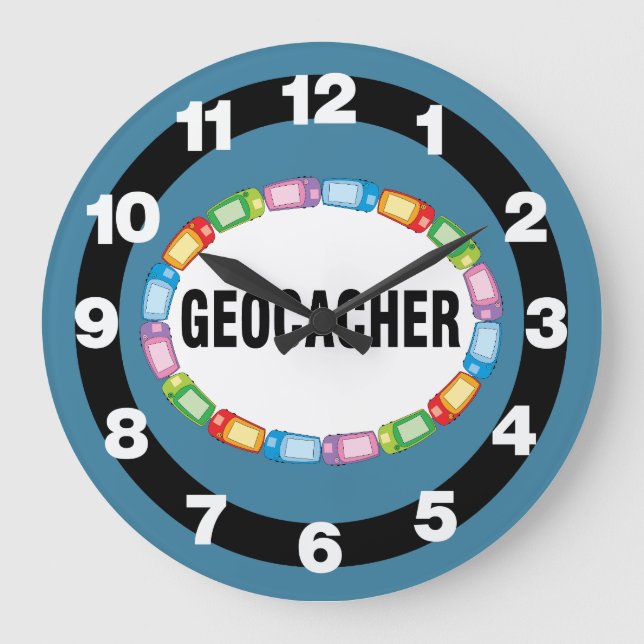 GPS Geocacher Oval Große Wanduhr (Vorderseite)