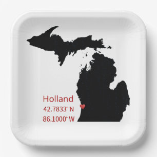 GPS-Koordinaten von Holland Michigan Pappteller