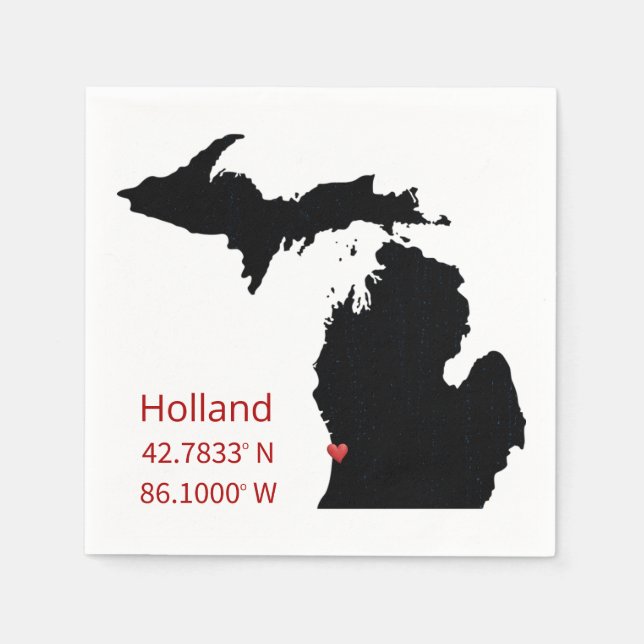 GPS-Koordinaten von Holland Michigan Serviette (Vorderseite)