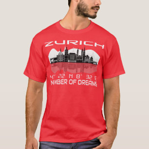 GPS koordiniert City Zurich Skyline Dream City 4 T-Shirt