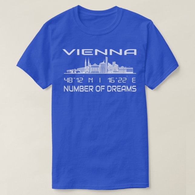 GPS koordiniert Hauptstadt Vienna Skyline T-Shirt (Design vorne)