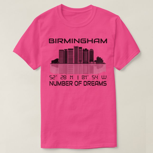 GPS koordiniert Stadt Birmingham Skyline T-Shirt (Design vorne)