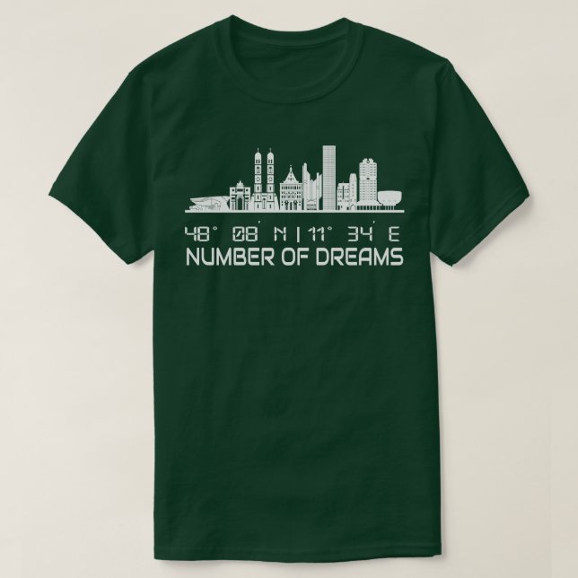 GPS koordiniert Stadt München Skyline Dream City T-Shirt (Design vorne)