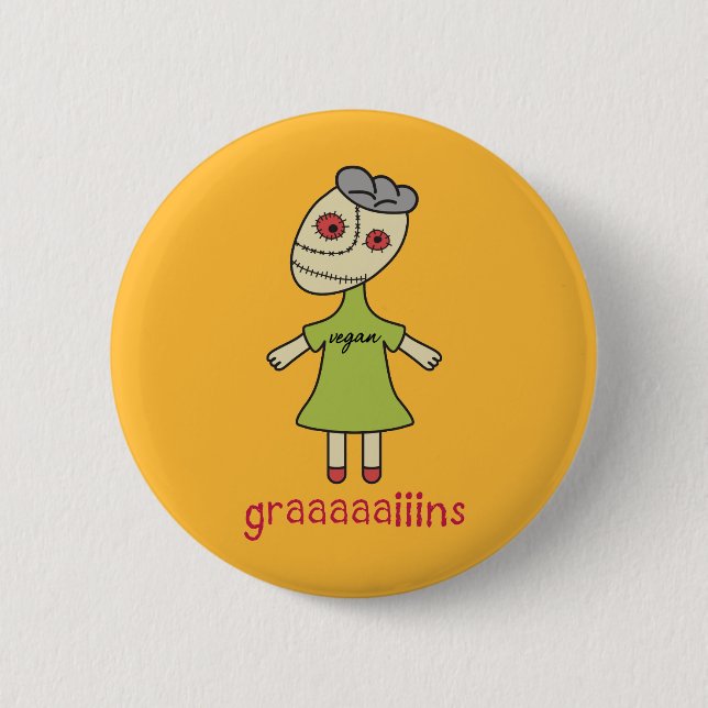 Graaaaaiins veganer Zombie Button (Vorderseite)