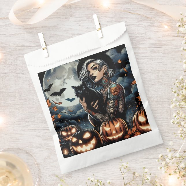Grab a Broom | Hexen-Themed-Halloween-Party Geschenktütchen (Ausgeschnitten)