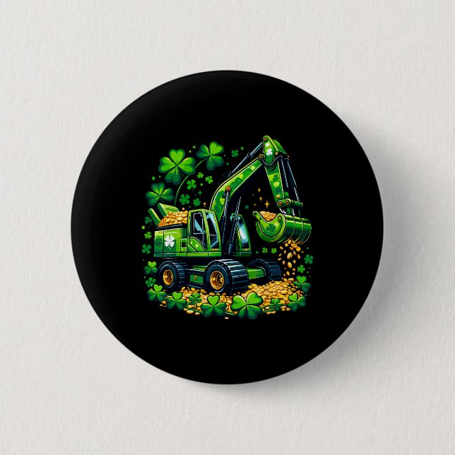 Grab Glück Kleeblatt St Patricks Bagger Kinder B Button (Vorderseite)