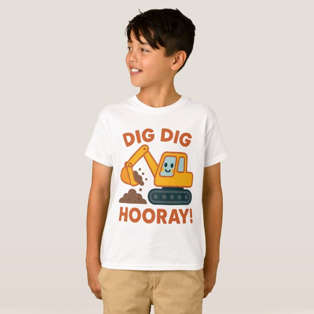 Grab Grab Hurra Bagger Kinder T-Shirt (Vorne ganz)