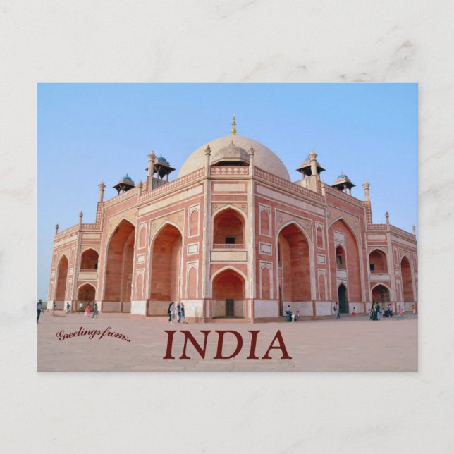 Grab von Mughal Kaiser Humayun Ost-Delhi Indien Postkarte (Vorderseite)