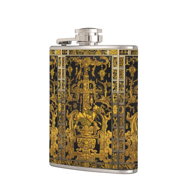 Grab von Pakal - Goldener Palenque Astronaut Flachmann (Links)