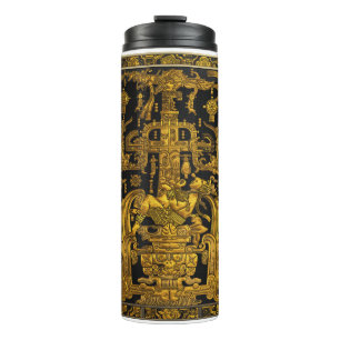 Grab von Pakal - Goldener Palenque Astronaut Thermosbecher