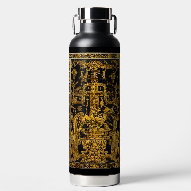 Grab von Pakal - Goldener Palenque Astronaut Trinkflasche (Vorderseite)