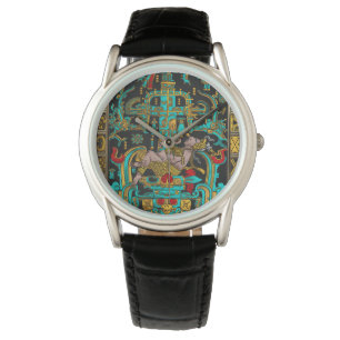 Grab von Pakal - Palenque Astronaut in Farbe Armbanduhr