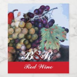 GRABEN, GRAPEVINEN, PEARS, Roter Wein - Party Weinetikett