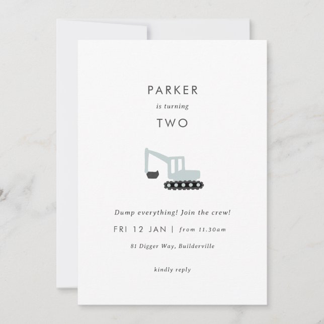 Gräberbau Party Minimaler Geburtstag Einladung (Vorderseite)