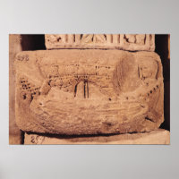 Grabstein mit einem Fischerboot