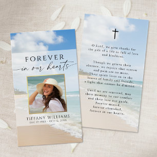 Grabstein-Strand-Für-immer-Herzen-Foto-Gebetskarte