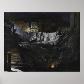 Grabung in der Nacht von George Bellows Poster