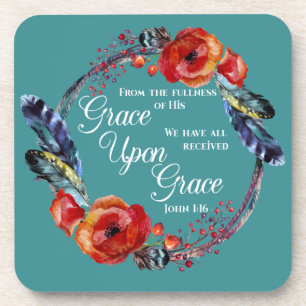 Grace auf Grace John 1:16 Schrift Getränkeuntersetzer