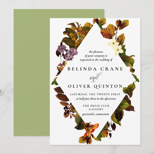Grace Automne Vintage Mariage Invitations (Devant / Derrière)