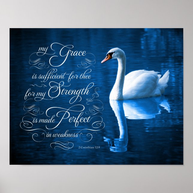 Grace Bible Verse Mute Swan Poster (Vorne)