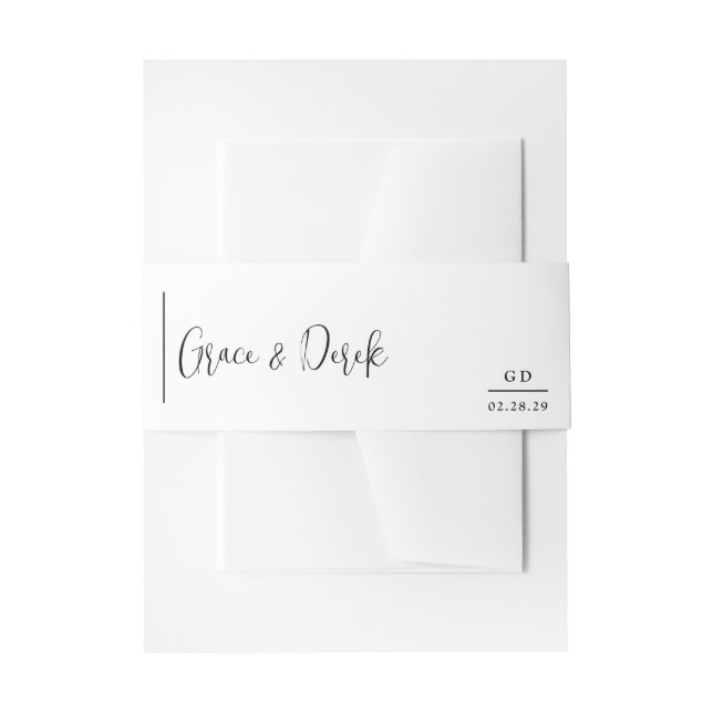 Grace Black and White Modern Wedding Einladungsbanderole (Vorderseite Beispiel)