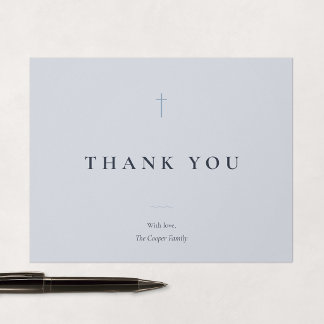 Grace Blue Minimal Kreuz religiös Dankeskarte