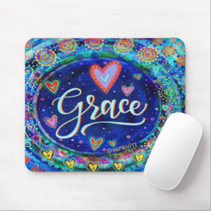 Grace Blue Modern Whimsical Inspirivity Mousepad