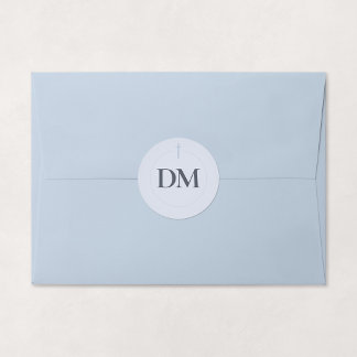 Grace Blue Monogramm-Kreuz Runder Aufkleber