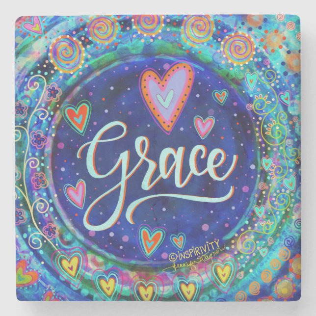 Grace Blue Whimsical Fun Inspiration Drink Steinuntersetzer (Vorderseite)
