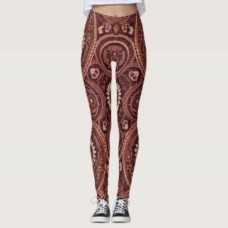 Grace Burgund Weinrötlich-Daisy-Paisley-Stickereim Leggings