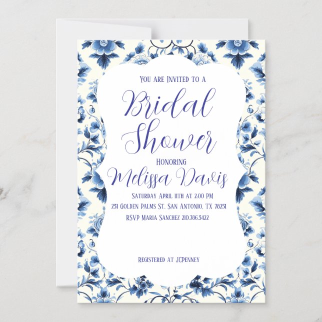 Grace Chinoiserie Bridal Shower Invitation Magneteinladung (Vorderseite)
