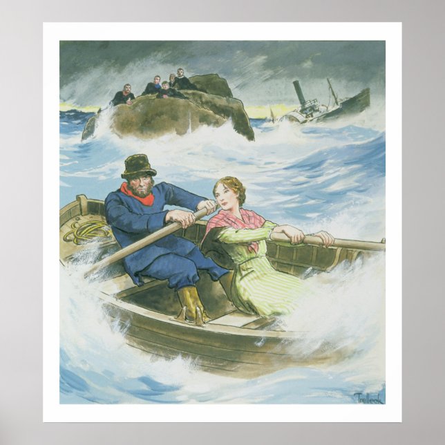 Grace Darling (1815-41) und ihr Vater retteten uns Poster (Vorne)