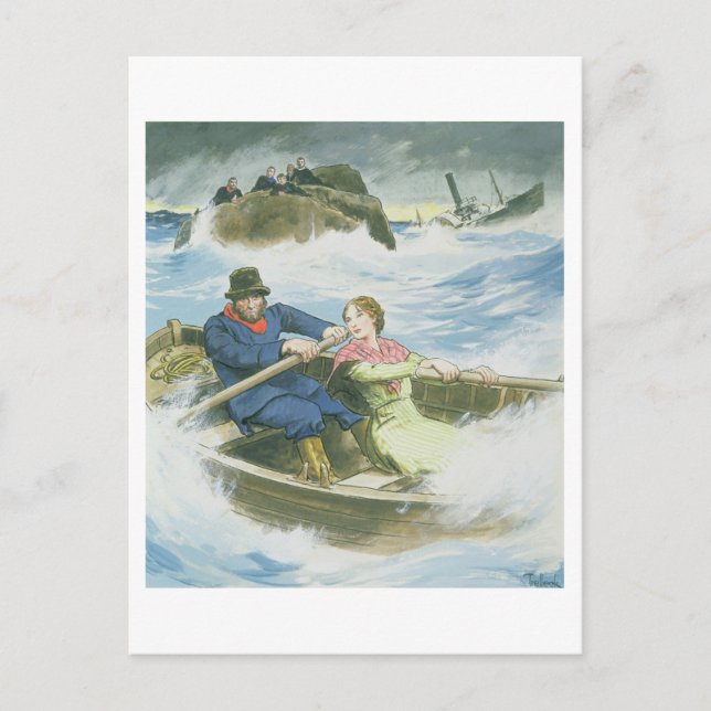 Grace Darling (1815-41) und ihr Vater retteten uns Postkarte (Vorderseite)
